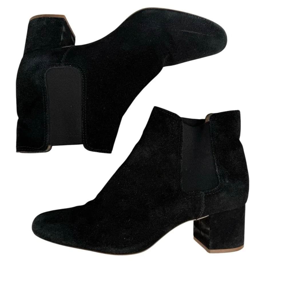 MADEWELL Size‎ 10 The Walker Chelsea Ankle Heel Boots In Suede Black G8044